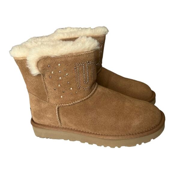 UGG Classic Gem Mini Boots In Chestnut Brown Women Size 5 - Picture 11 of 11